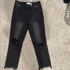 Black Straight Leg Jeans with Clean Hemlines